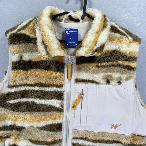 Without Walls Men's Large Hipster Striped Mushroom Sherpa Vest Urban Outfitters - Picture 4 of 16